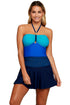 Sexy Blue Color Gradient Sweet Halter Swimdress